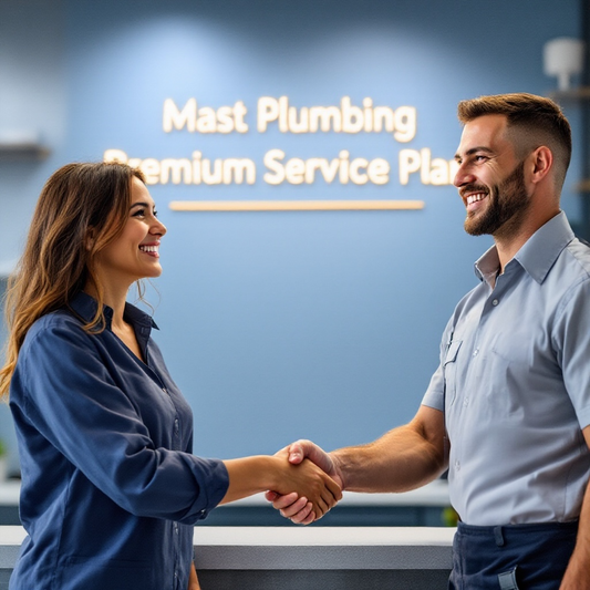 landlord or property manager and plumber shaking hands for landlord service plan agreement